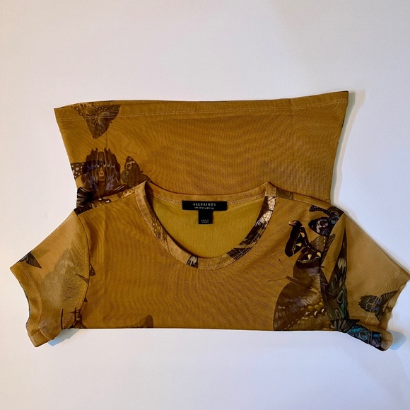 ALL SAINTS, Dianah Mesh Butterfly top, gorgeous golden color, size 6 no flaws - Picture 8 of 10